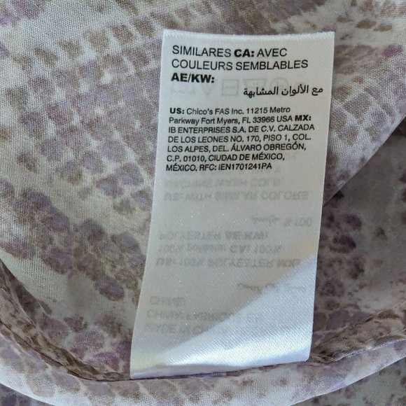 WORKING White House Black‎ Market long sleeve sheer Snake print button up Blouse - Picture 11 of 11